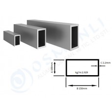 Alüminyum Kutu Profil 100mm X 150mm Et Kalınlık 2.2mm